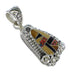 Multicolor Inlay And Authentic Sterling Silver Flower Southwest Pendant YX67923